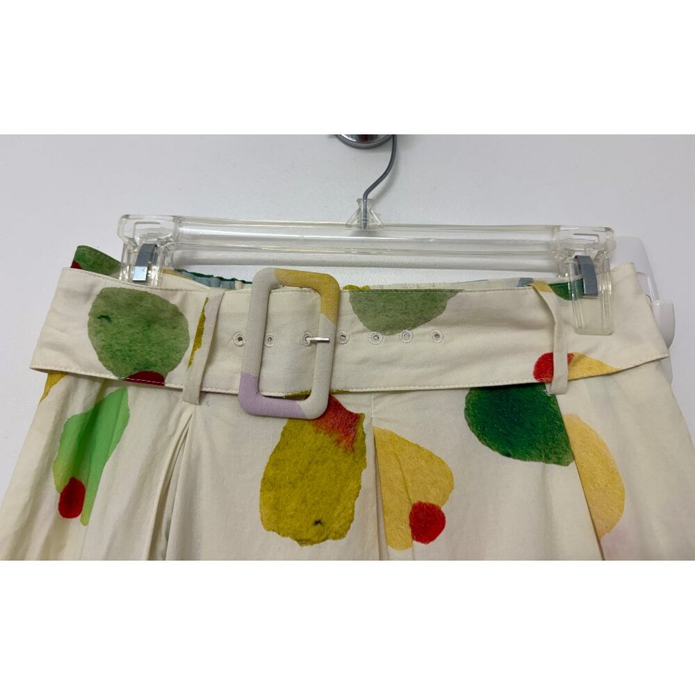 Rachel Antonoff Filthy Martini Olive Print Midi Vinnie Skirt Pleated Dots Belt M - Picture 4 of 14